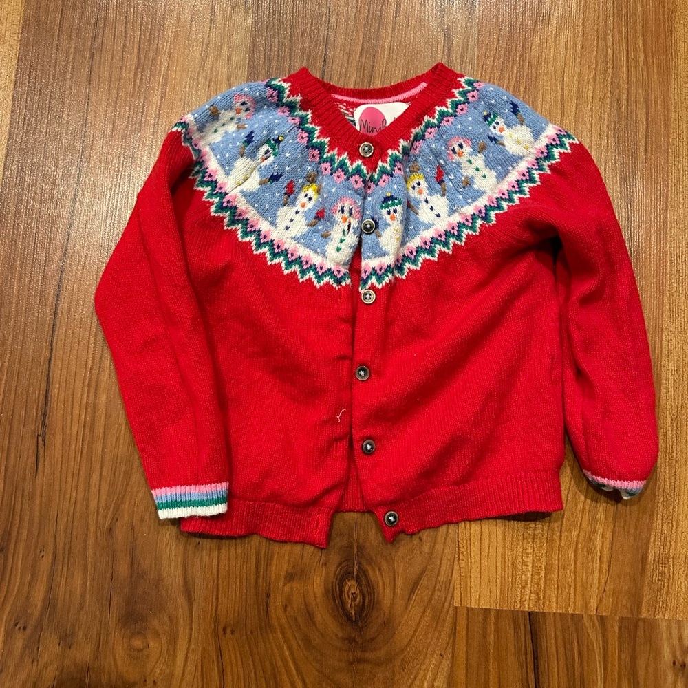 Boden knit snowman sweater 4-5